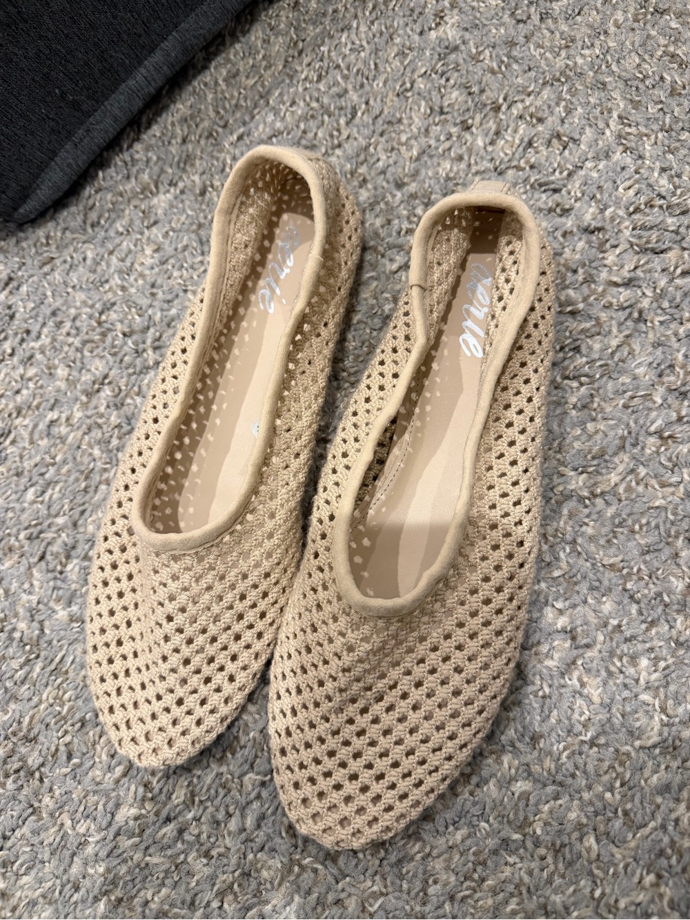 aerie Beige Knit Ballet Flats
